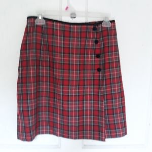 Grunge dark academia red plaid skirt